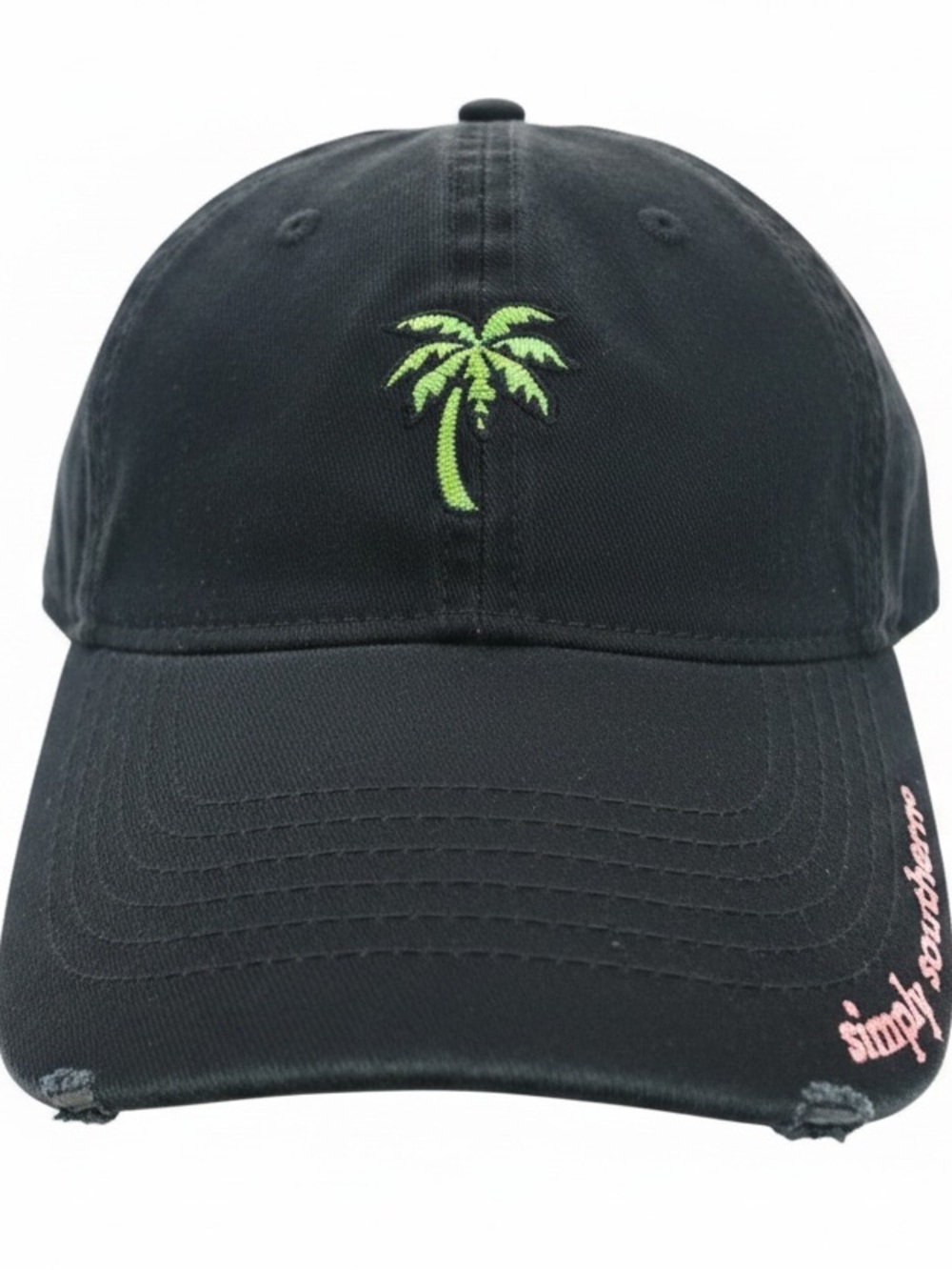 Simply Southern Palm Tree Distressed Embroidered Adjustable Cap Hat